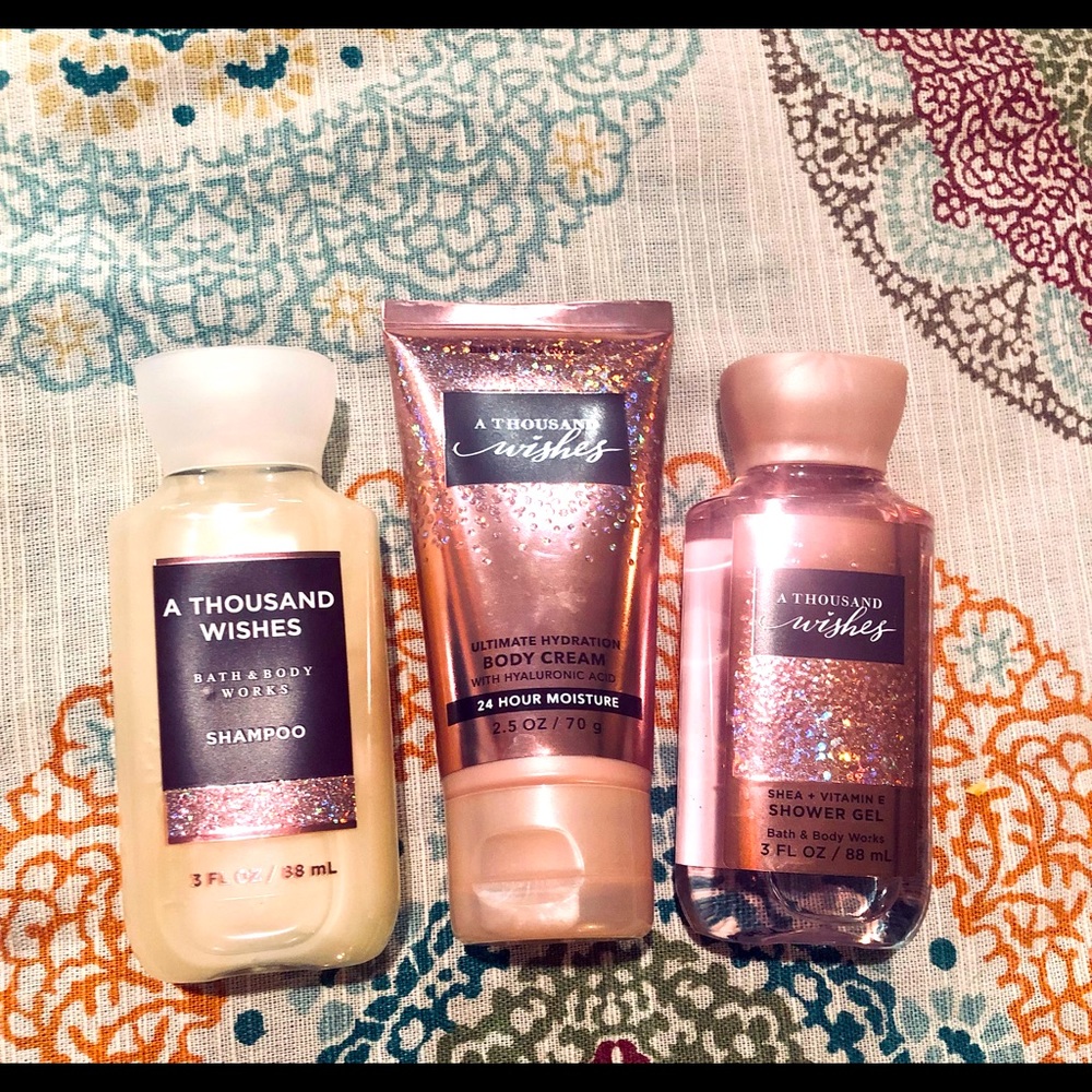 Bath & Body Works Thousand Wish’s travel size set.